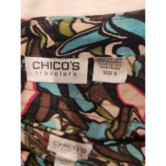 Chicos Traveler Colorful Art Abstract  2 Piece Open Front Cardigan And Tank Sz 3 - Picture 6 of 7